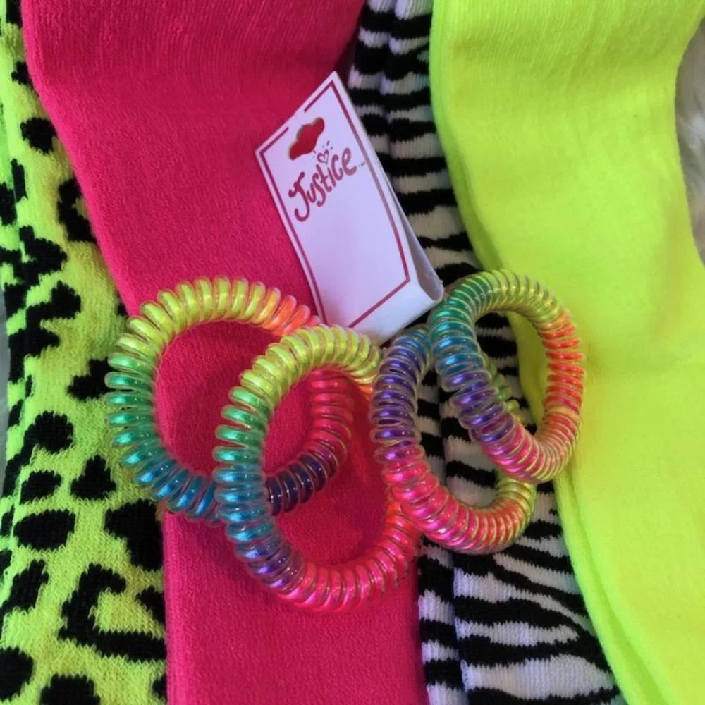 Over the Knee Neon Socks & Neon Hair Accessory Set